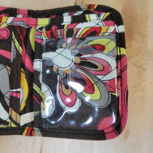 Vera Bradley Punicci Tri-Fold Wallet Womens 5" Quilted Fabric Retro Floral Soft - Picture 11 of 12